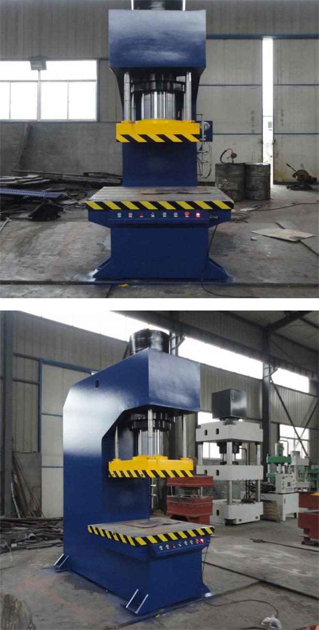 315噸單柱液壓機車間實機拍攝 定製(zhì)生產315噸單柱液壓(yā)機